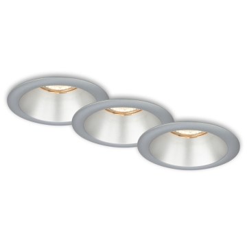 Briloner 7042-034 - SET 3x Lámpara empotrable de baño 1xGU10/9W/230V IP23 plata