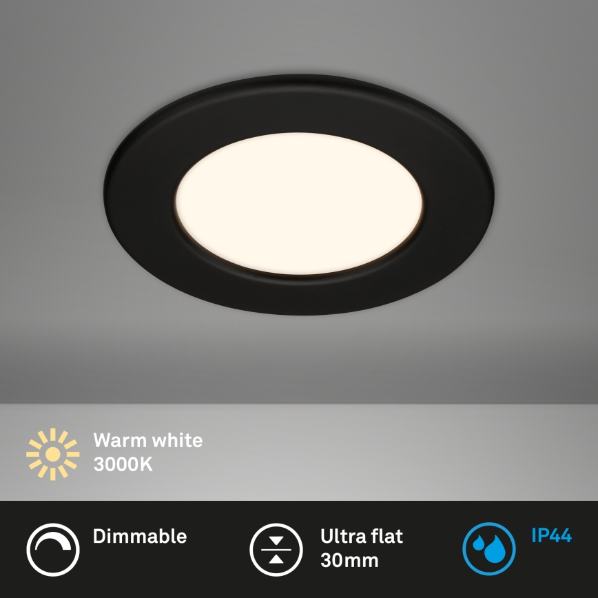Briloner 7049015 - Luminaria empotrable LED regulable para baño LED/6W/230V 3000K IP44 negro