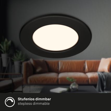 Briloner 7049015 - Luminaria empotrable LED regulable para baño LED/6W/230V 3000K IP44 negro