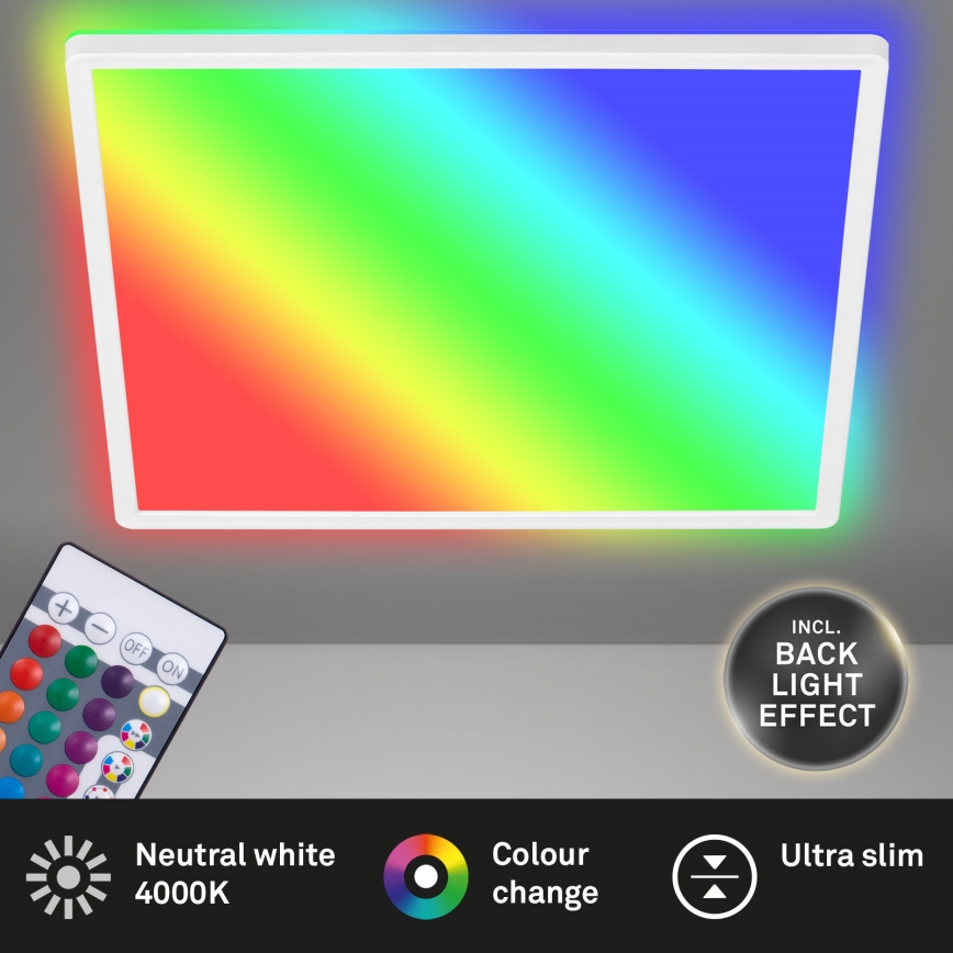 Briloner 7090-416 - Plafón LED RGBW regulable SLIM LED/15W/230V + control remoto