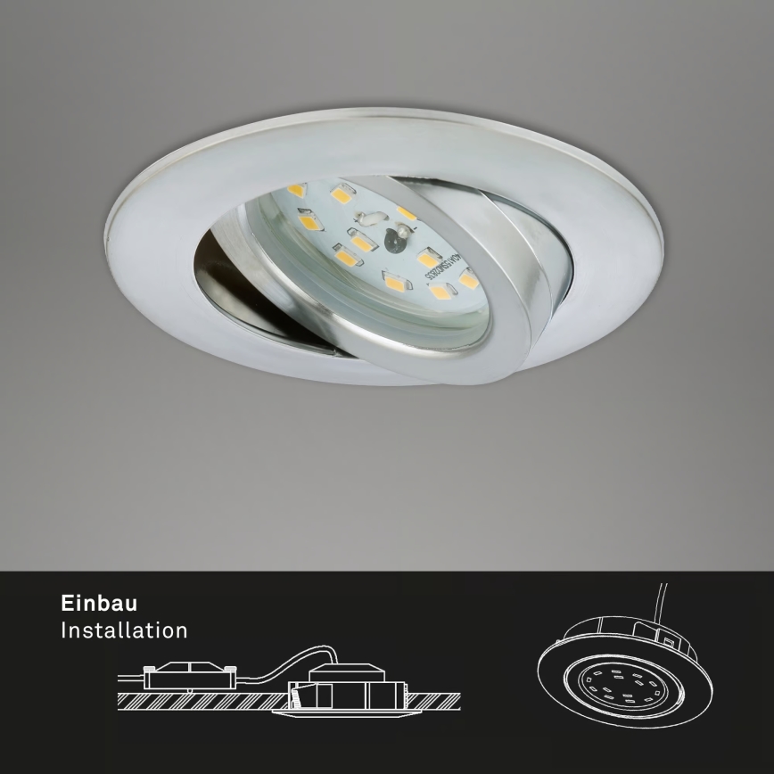 Briloner 7296-039 - Juego de 3 focos empotrables LED regulables para baño LED/6,5W/230V 3000K IP23 cromo mate