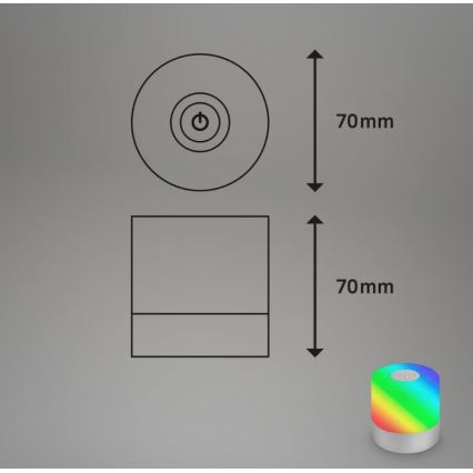 Briloner 7462014 - Lámpara de mesa LED RGB recargable para exterior LED/1,5W/5V IP44 1200 mAh cromo mate