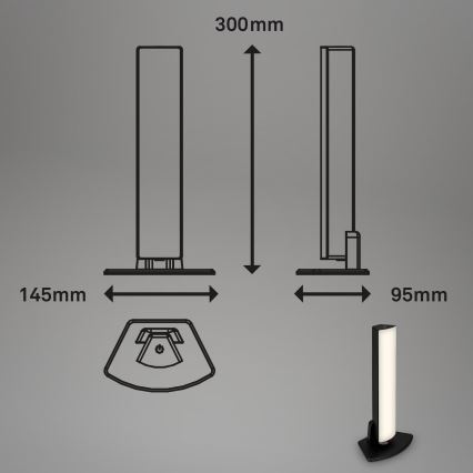 Briloner 7474-015 - Lámpara de mesa exterior recargable LED táctil regulable 2 en 1 LED/7W/5V 2x2200 mAh USB 3000K IP44 negra