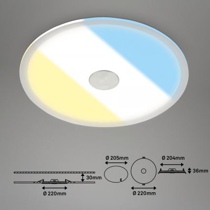 Briloner 7482019 - Luminaria empotrada LED para baño LED/14W/230V 3000/4000/6500K IP44 blanco