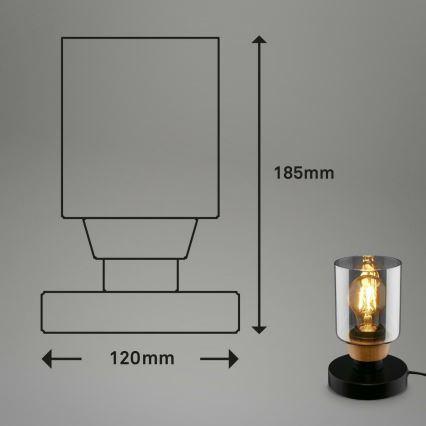 Briloner 7486015 - Lámpara de mesa 1xE27/10W/230V negro