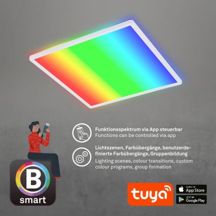Briloner 7491-016 - Luminaria de techo LED RGBW regulable e inteligente LED/22W/230V 4000K 42x42 cm Wi-Fi Tuya + mando a distancia