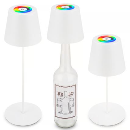 Briloner 7510016 - Lámpara de mesa recargable para exterior LED RGBW regulable CALIDA LED/2,5W/5V IP44 1200 mAh blanca