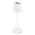 Briloner 7510016 - Lámpara de mesa recargable para exterior LED RGBW regulable CALIDA LED/2,5W/5V IP44 1200 mAh blanca