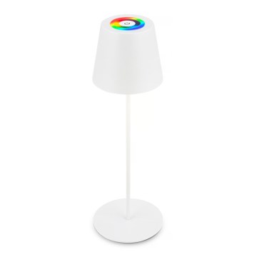 Briloner 7510016 - Lámpara de mesa recargable para exterior LED RGBW regulable CALIDA LED/2,5W/5V IP44 1200 mAh blanca