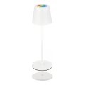 Briloner 7517016 - Lámpara de mesa recargable para exterior LED RGBW regulable CILANO LED/3W/5V IP44 2000 mAh blanco