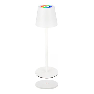 Briloner 7517016 - Lámpara de mesa recargable para exterior LED RGBW regulable CILANO LED/3W/5V IP44 2000 mAh blanco