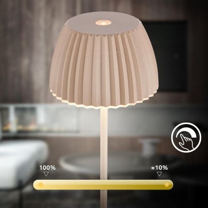Briloner 7552-011 - Lámpara de mesa recargable táctil regulable para exterior MINI LED/1,5W/5V IP44 1800 mAh beige