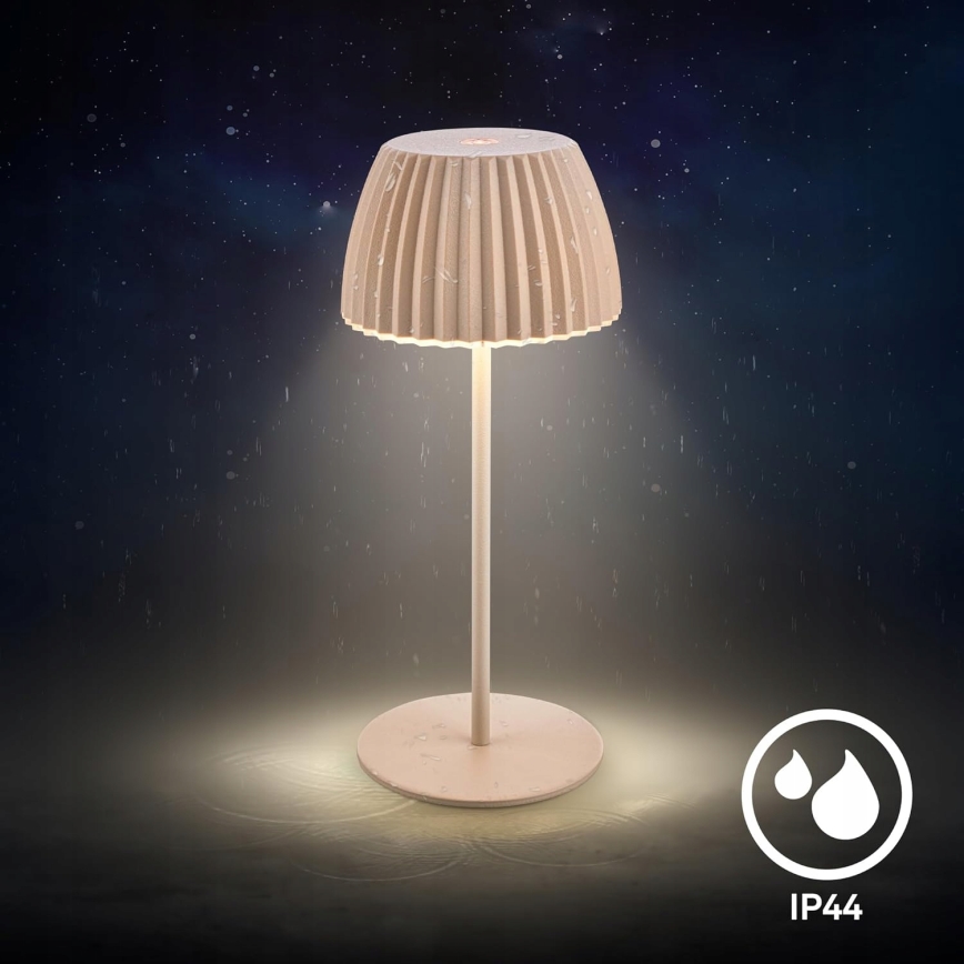 Briloner 7552-011 - Lámpara de mesa recargable táctil regulable para exterior MINI LED/1,5W/5V IP44 1800 mAh beige