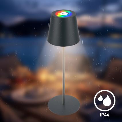 Briloner 7559015 - Lámpara de mesa recargable para exterior LED RGB regulable COLORIS LED/3,5W/5V IP44 2000 mAh antracita Wi-Fi Tuya