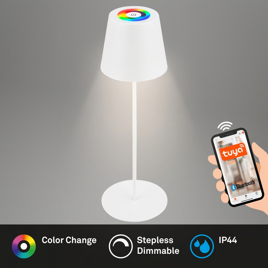Briloner 7559016 - Lámpara de mesa exterior recargable y regulable LED RGB COLORIS LED/3,5W/5V IP44 2000 mAh Wi-Fi Tuya