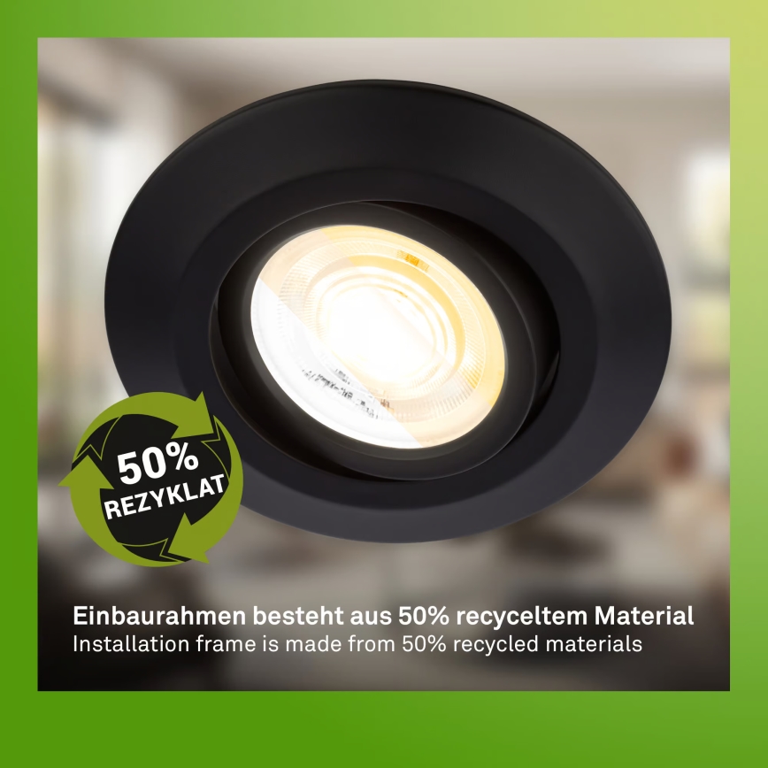 Briloner 7586035 - Juego de 3 downlights LED empotrables para baño KLIRA LED/4,9W/230V 2500/3000/4000K IP23 negro
