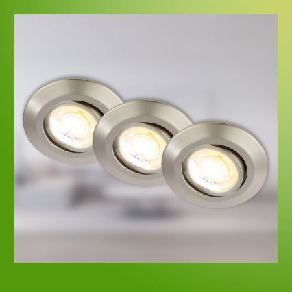 Briloner 7587032 - Juego de 3 luminarias empotradas LED regulables para baño KLIRA LED/4,9W/230V 2500/3000/4000K IP23 cromo mate