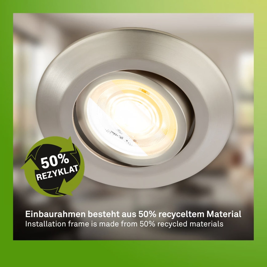 Briloner 7587032 - Juego de 3 luminarias empotradas LED regulables para baño KLIRA LED/4,9W/230V 2500/3000/4000K IP23 cromo mate