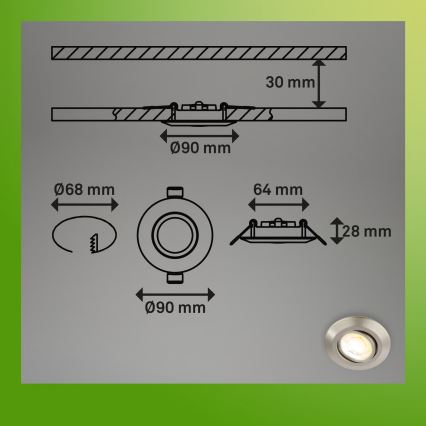 Briloner 7587032 - Juego de 3 luminarias empotradas LED regulables para baño KLIRA LED/4,9W/230V 2500/3000/4000K IP23 cromo mate