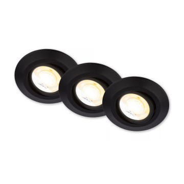 Briloner 7587035 - Juego de 3 focos empotrables LED regulables para baño KLIRA LED/4,9W/230V 2500/3000/4000K IP23 negro