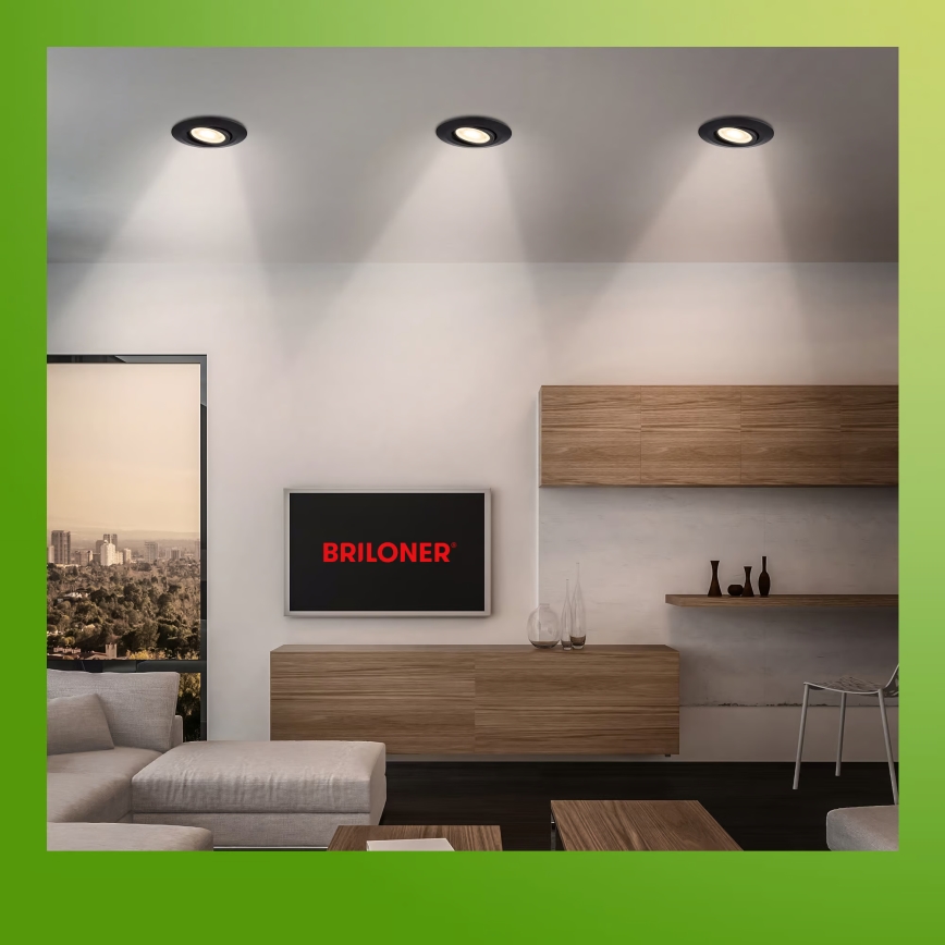 Briloner 7587035 - Juego de 3 focos empotrables LED regulables para baño KLIRA LED/4,9W/230V 2500/3000/4000K IP23 negro
