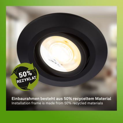 Briloner 7587035 - Juego de 3 focos empotrables LED regulables para baño KLIRA LED/4,9W/230V 2500/3000/4000K IP23 negro