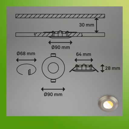 Briloner 7588032 - Juego de 3 downlights empotrables LED para baño KLIRA LED/4,9W/230V 2500/3000/4000K IP44 cromo mate