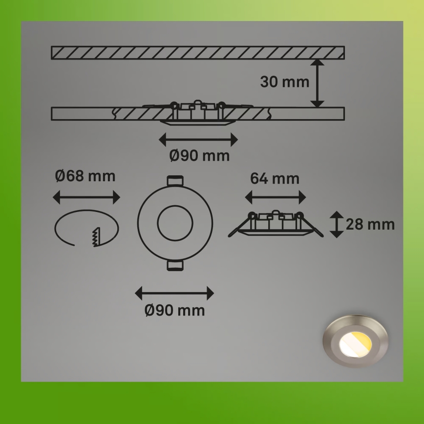 Briloner 7588032 - Juego de 3 downlights empotrables LED para baño KLIRA LED/4,9W/230V 2500/3000/4000K IP44 cromo mate