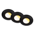 Briloner 7588035 - Juego de 3 luminarias empotradas LED para baño KLIRA LED/4,9W/230V 2500/3000/4000K IP44 negro