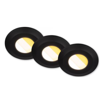 Briloner 7588035 - Juego de 3 luminarias empotradas LED para baño KLIRA LED/4,9W/230V 2500/3000/4000K IP44 negro