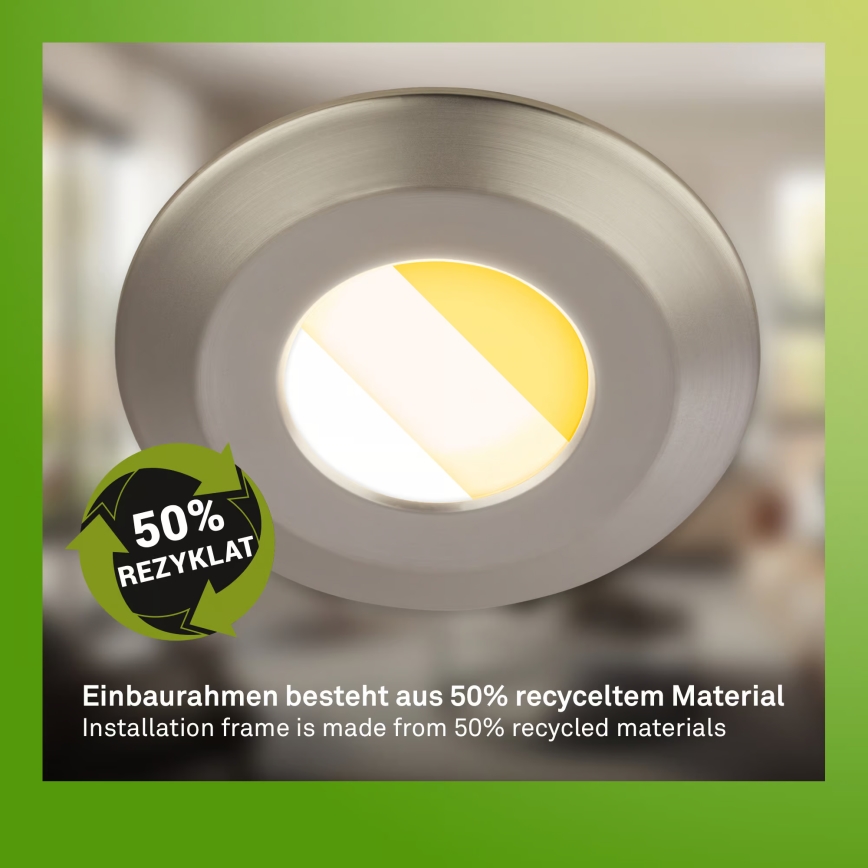 Briloner 7589032 - Juego de 3 luminarias empotrables LED regulables para baño KLIRA LED/4,9W/230V IP44 cromo mate
