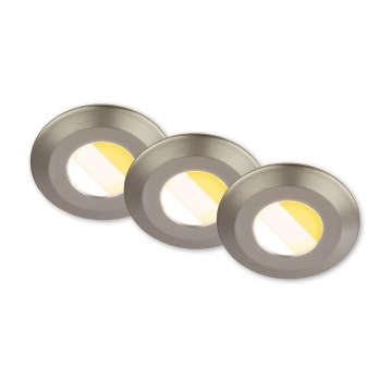 Briloner 7589032 - Juego de 3 luminarias empotrables LED regulables para baño KLIRA LED/4,9W/230V IP44 cromo mate