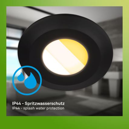 Briloner 7589035 - Juego de 3 downlights empotrables regulables para baño KLIRA LED/4,9W/230V 2500/3000/4000K IP44 negro