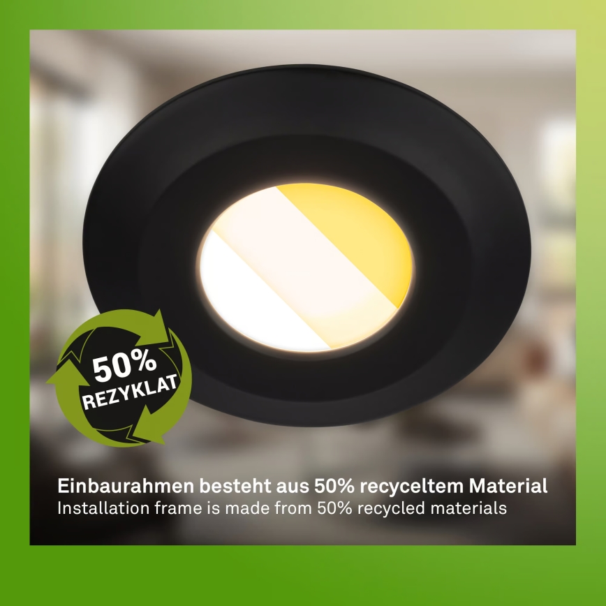 Briloner 7589035 - Juego de 3 downlights empotrables regulables para baño KLIRA LED/4,9W/230V 2500/3000/4000K IP44 negro