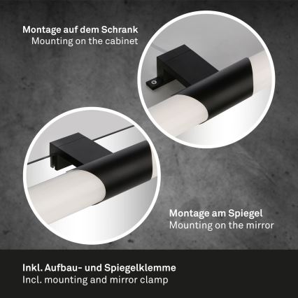 Briloner - Iluminación LED para espejo de baño LED/7W/230V 4000K IP44 32 cm negra