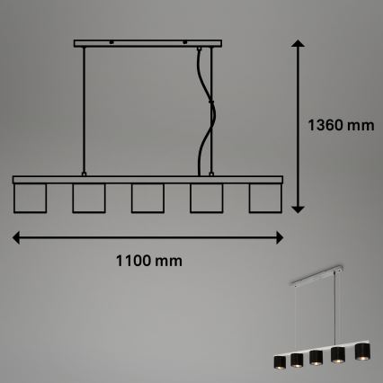 Briloner - Lámpara colgante LURI 5xE14/25W/230V árbol de caucho
