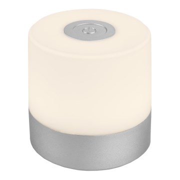 Briloner - Lámpara de mesa LED recargable y regulable para exterior con control táctil, 2W/5V, 2700K, IP44, 1200 mAh, cromo mate