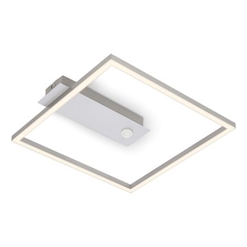 Briloner - Lámpara de techo LED con sensor de movimiento y de crepúsculo FRAME LED/14W/230V 3000K 30x32 cm cromo mate
