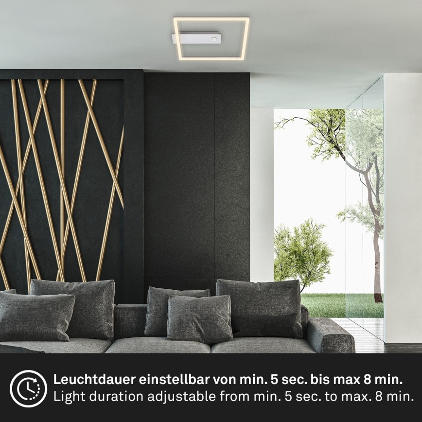 Briloner - Lámpara de techo LED con sensor de movimiento y de crepúsculo FRAME LED/14W/230V 3000K 30x32 cm cromo mate
