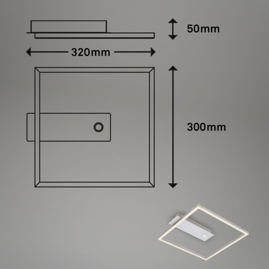 Briloner - Lámpara de techo LED con sensor de movimiento y de crepúsculo FRAME LED/14W/230V 3000K 30x32 cm cromo mate