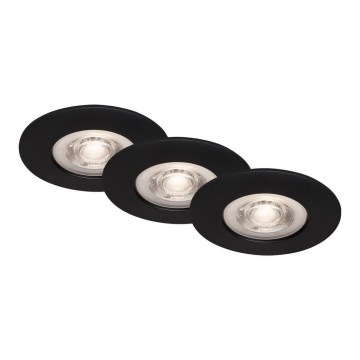 Briloner - SET 3x Lámpara empotrada LED para baños LED/4,9W/230V IP44 negro