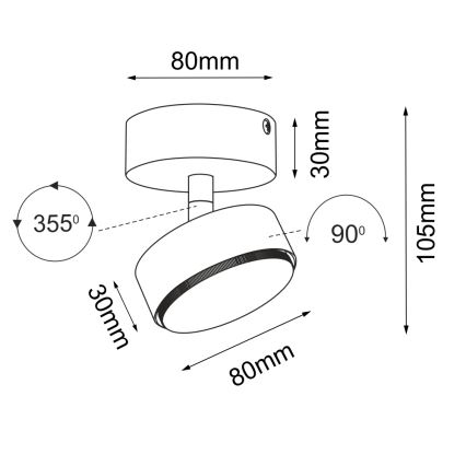Brosline - Foco orientable 1xGX53/9W/230V negro