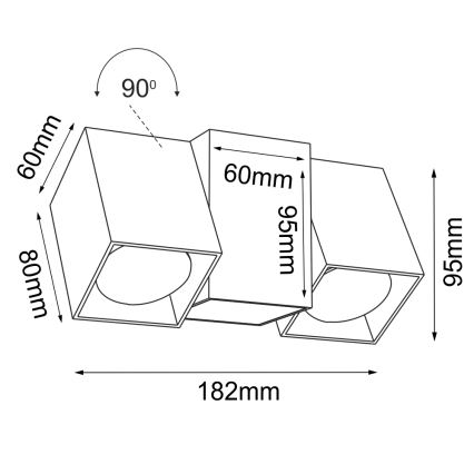 Brosline - Aplique de pared con 2 focos GU10, 10W, 230V, negro