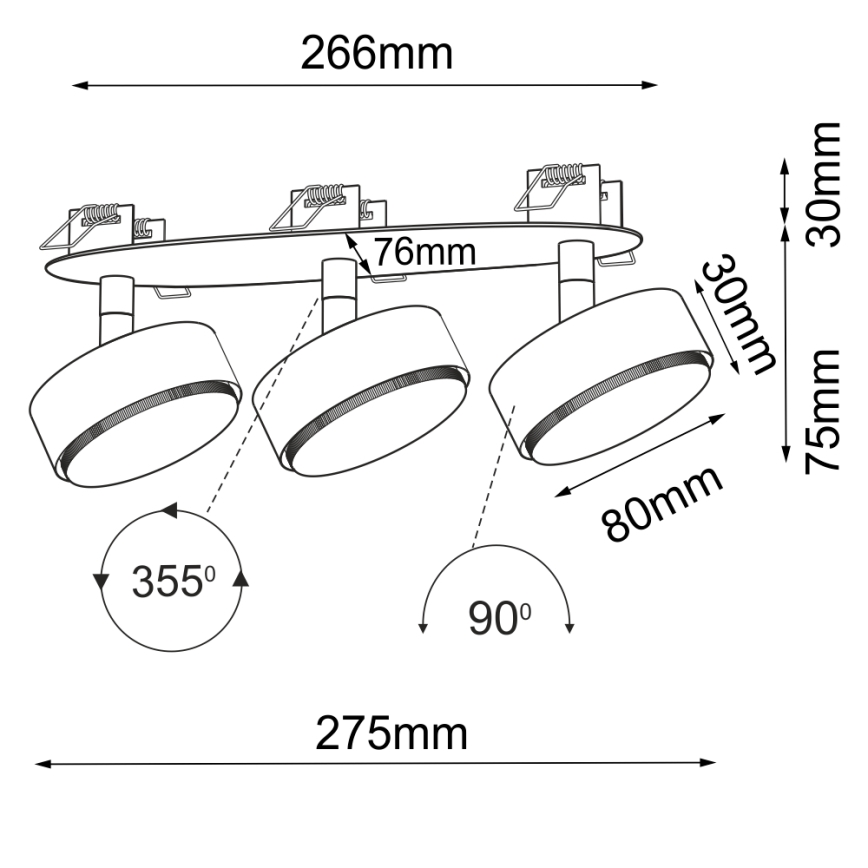 Brosline - Foco empotrable de techo orientable 3xGX53/9W/230V blanco