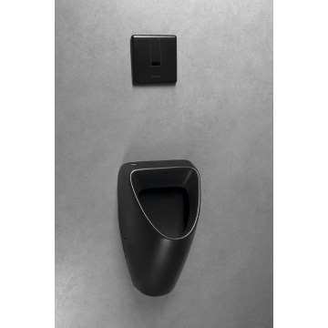 Bruckner - Urinario SCHWARN con conexión posterior, desagüe posterior + sistema de descarga integrado 6 V CC, negro