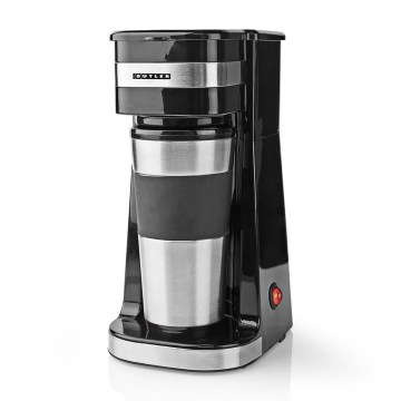 Butler - Cafetera para una taza 0,4 l con termo de viaje 750W/230V acero inoxidable/negro