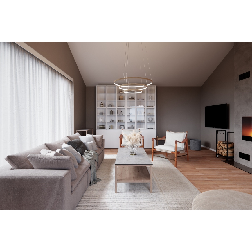 ByRydens - Lámpara LED colgante con cable TRIONE LED/45W/230V beige Ø 80 cm