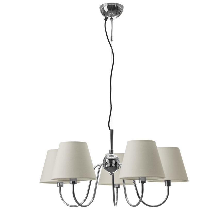 ByRydens - Lámpara colgante de cable LYNF 5xE14/8W/230V cromo brillante/blanco