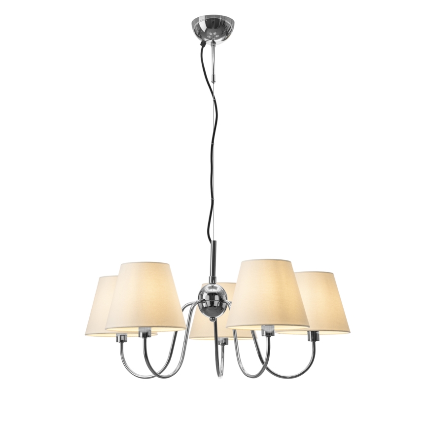 ByRydens - Lámpara colgante de cable LYNF 5xE14/8W/230V cromo brillante/blanco