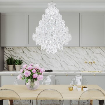 ByRydens - Lámpara colgante con cadena MONARQUE GRANDE 11xE14/5W/230V transparente diá. 58 cm